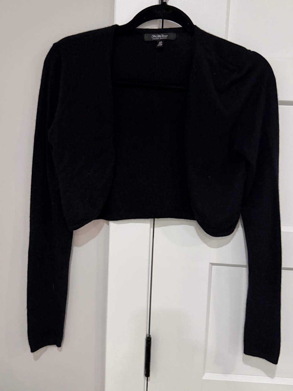 Saks Fifth Avenue Black Cropped Open-Front cashmere Shrug